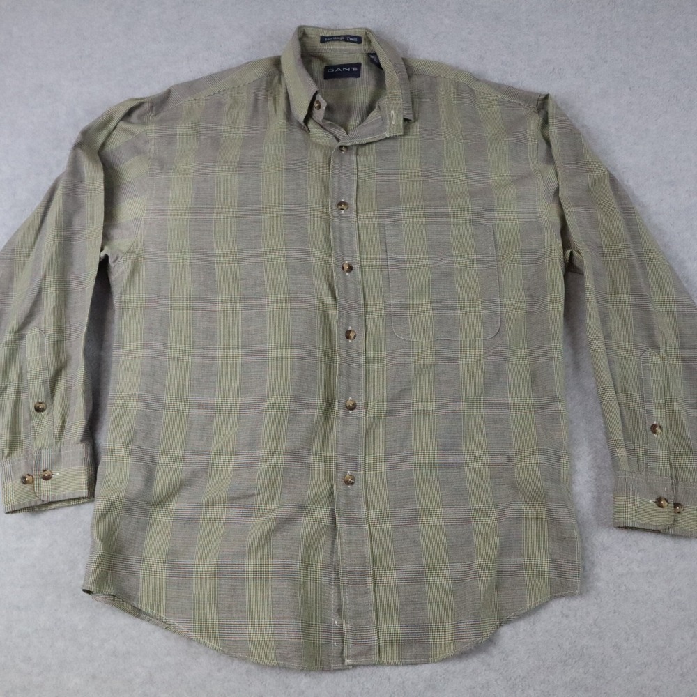 Gant Shirt Mens Large Heritage Twill Casual Pocket Button Down Plaid Long Sleeve
